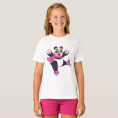 Panda Ice skating Ice schaatsen T-shirt (Voorkant volledig)