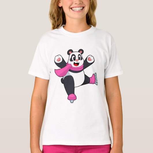 Panda Ice skating Ice schaatsen T-shirt (Voorkant)