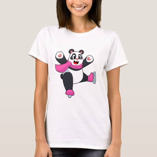 Panda Ice skating Ice schaatsen T-shirt (Voorkant)