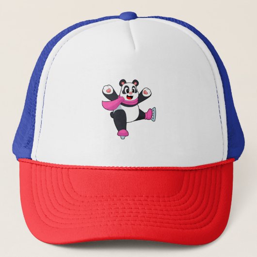 Panda Ice skating Ice schaatsen Trucker Pet (Voorkant)
