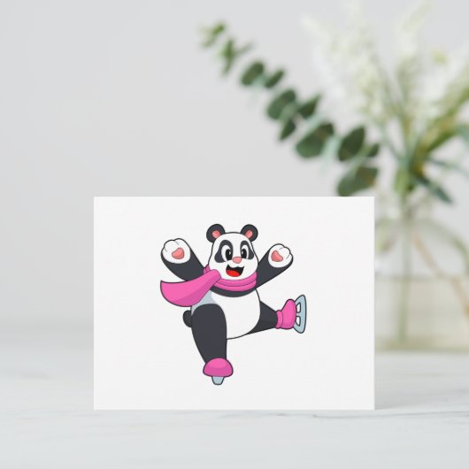 Panda Ijs schaatsen Schaatsen Briefkaart (Staand voorkant)