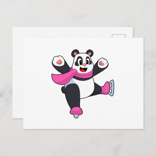Panda Ijs schaatsen Schaatsen Briefkaart (Voorkant / Achterkant)