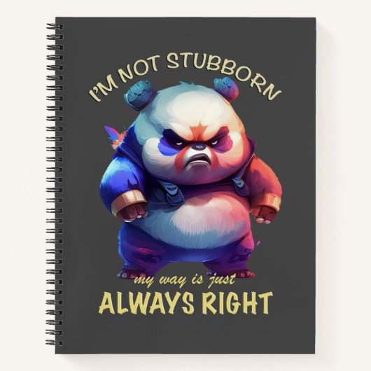 Panda ik ben niet koppig mijn manier is gewoon alt notitieboek (Voorkant)