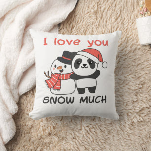 Panda ik hou van je sneeuwveel Snowman Pun Kussen