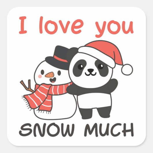 Panda ik hou van je sneeuwveel Snowman Pun Vierkante Sticker (Voorkant)