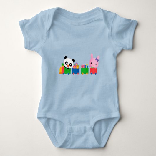 Panda-illustratie ontwerp baby jersey romper (Voorkant)