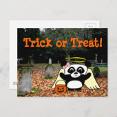 Panda in Angel Costume in Scary Graveyard Briefkaart (Voorkant / Achterkant)