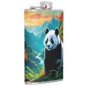 Panda in Bamboe bos op / berg Heupfles (Rechts)