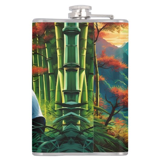 Panda in Bamboe bos op / berg Heupfles (Achterkant)