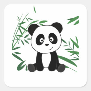 Panda in bamboe om dieren te koelen voor kinderen  vierkante sticker