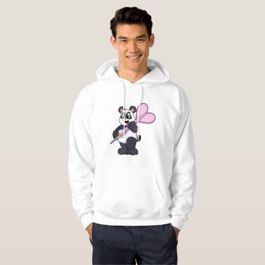 Panda in Darts met Dart Hoodie (Voorkant volledig)