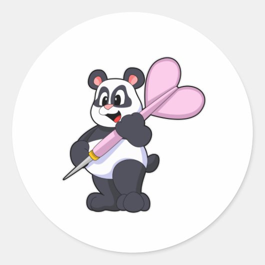 Panda in Darts met Dart Ronde Sticker (Voorkant)