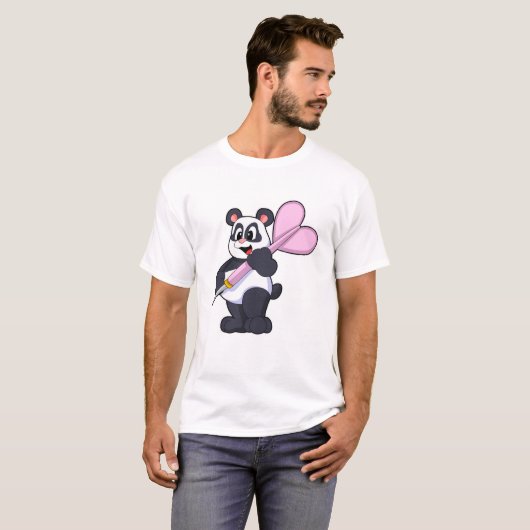 Panda in Darts met Dart T-shirt (Voorkant volledig)