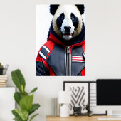 Panda in de brandweer | AI Art Poster (Thuiskantoor)