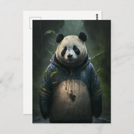 Panda in de Regen Briefkaart (Voorkant / Achterkant)