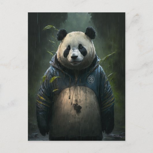 Panda in de Regen Briefkaart (Voorkant)