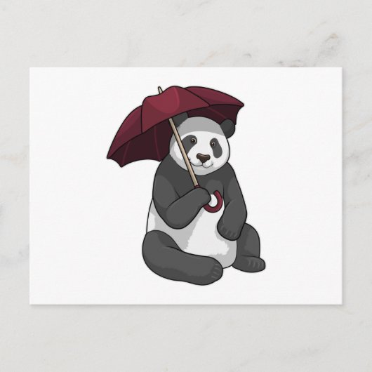 Panda in de regen met paraplu briefkaart (Voorkant)
