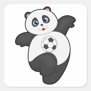 Panda in de sport vierkante sticker