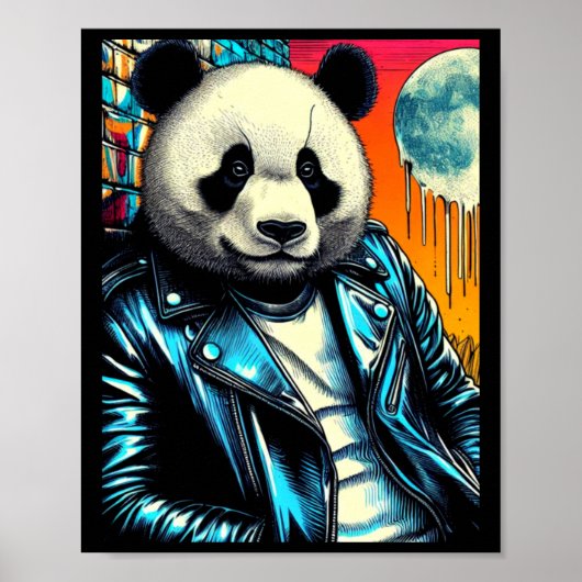 Panda in de stad 2 Sticker Poster (Voorkant)