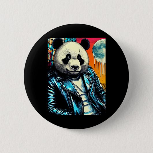 Panda in de stad 2 Sticker Ronde Button 5,7 Cm (Voorkant)