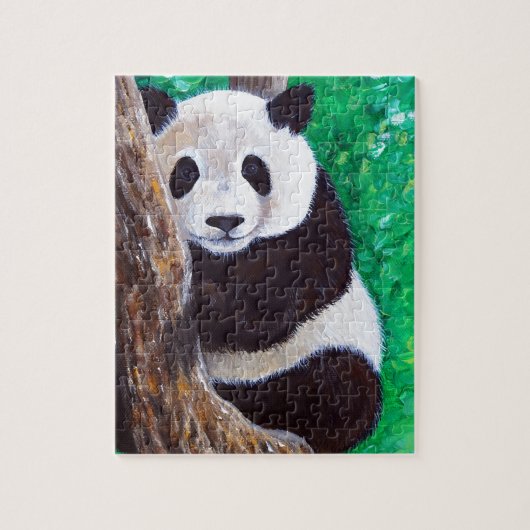 Panda in een Boom Schilderij Legpuzzel (Verticaal)