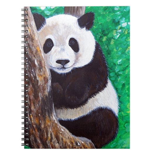 Panda in een Boom Schilderij Notitieboek (Voorkant)