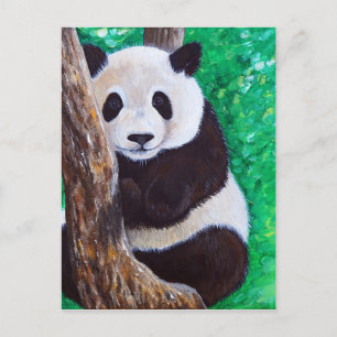 Panda in een boomschilderij briefkaart