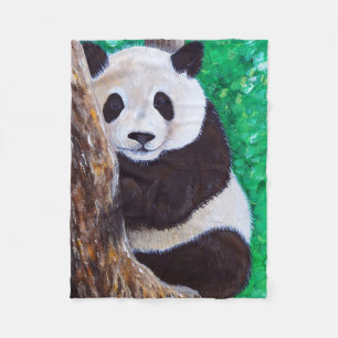 Panda in een boomschilderij fleece deken
