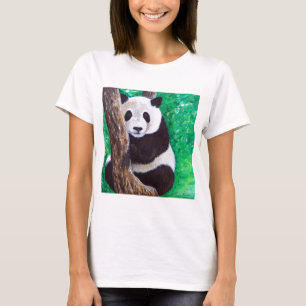 Panda in een boomschilderij t-shirt