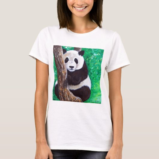 Panda in een boomschilderij t-shirt (Voorkant)