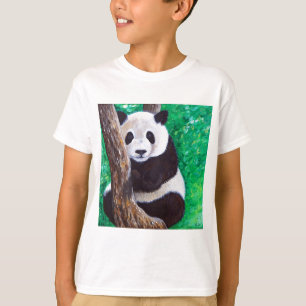 Panda in een boomschilderij t-shirt