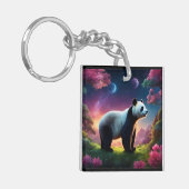 Panda in een fantasietuin sleutelhanger (Voorkant Links)
