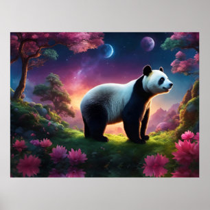 Panda in een Fantasy Garden Poster