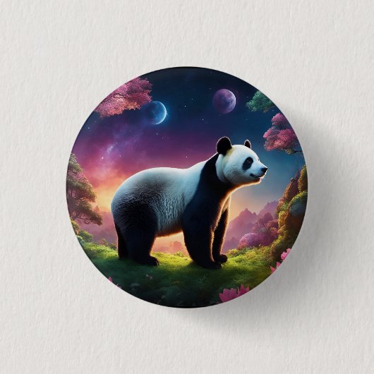 Panda in een Fantasy Garden Ronde Button 3,2 Cm (Voorkant)