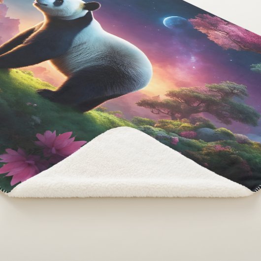 Panda in een Fantasy Garden Sherpa Deken (3/4)
