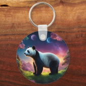 Panda in een Fantasy Garden Sleutelhanger (Achterkant)