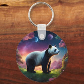 Panda in een Fantasy Garden Sleutelhanger (Voorkant)