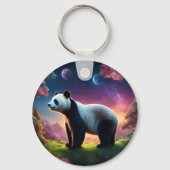 Panda in een Fantasy Garden Sleutelhanger (Achterkant)