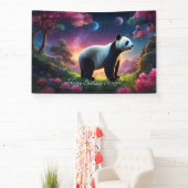 Panda in een Fantasy Garden Spandoek (Insitu)