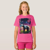 Panda in een Fantasy Garden T-shirt (Voorkant volledig)
