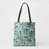 Panda in groene tuin afspelen tote bag (Voorkant)