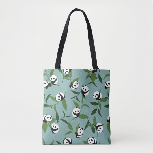 Panda in groene tuin afspelen tote bag (Voorkant)