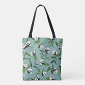 Panda in groene tuin afspelen tote bag (Achterkant)