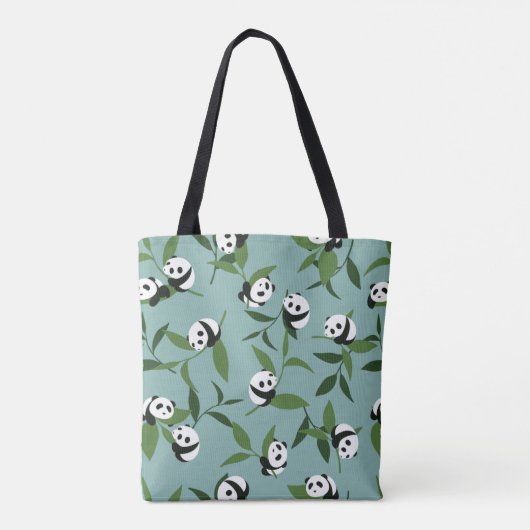 Panda in groene tuin afspelen tote bag (Achterkant)