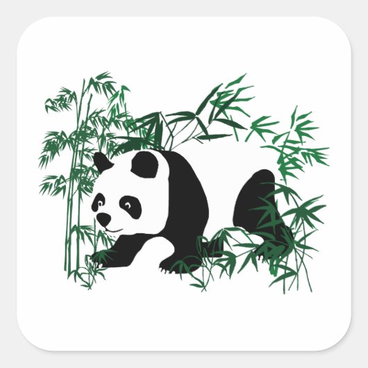 Panda in het Bamboebos Vierkante Sticker (Voorkant)