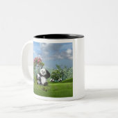 Panda in het Paradijs Tweekleurige Koffiemok (Voorkant links)