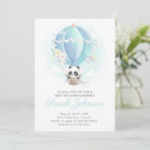 Panda in hete luchtballon baby shower kaart (Staand voorkant)