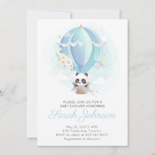 Panda in Hete Luchtballon Baby shower Kaart