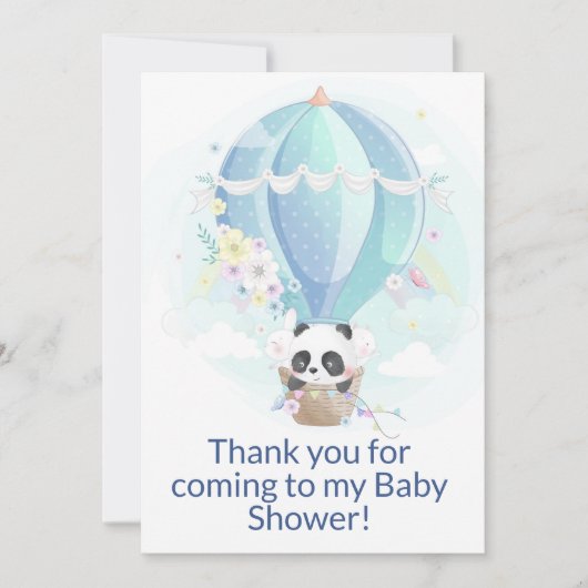 Panda in hete luchtballon bedankkaart (Voorkant)