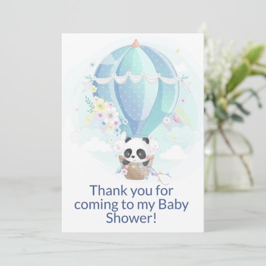 Panda in heteluchtballon bedankkaart (Staand voorkant)